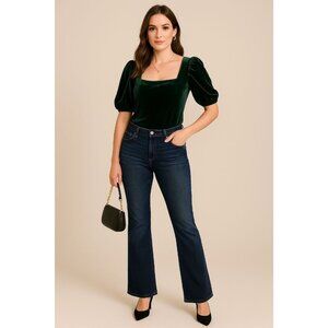 62. Cece Velour Top MEDIUM- 7 for All Mankind Bootcut Jean Sz 28 Outfit Chic SET